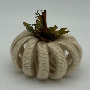 Rustic Yarn Wrapped Pumpkin Decor Fall Decorations Autumn Tan New
